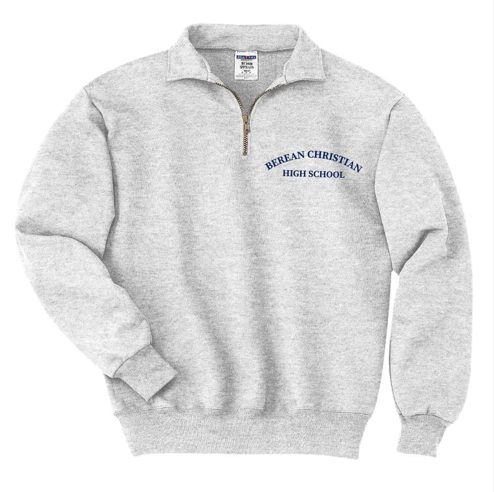 Grey 1/4 Zip - Embroidered